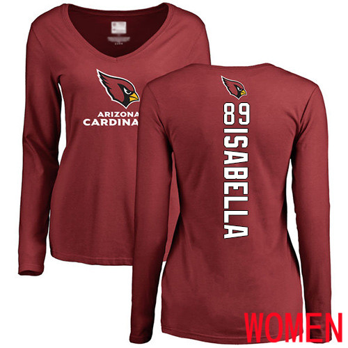 Arizona Cardinals Maroon Women Andy Isabella Backer NFL Football #89 Long Sleeve T Shirt